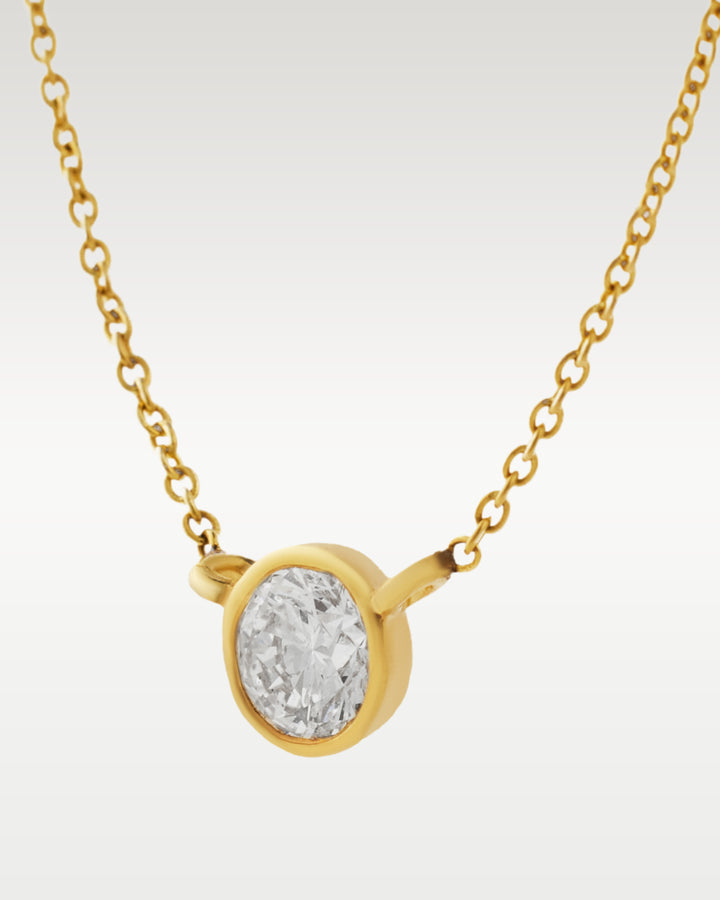 Yellow Gold Bezel Set Diamond Solitaire Pendant Necklace | Bitton Diamonds Dallas