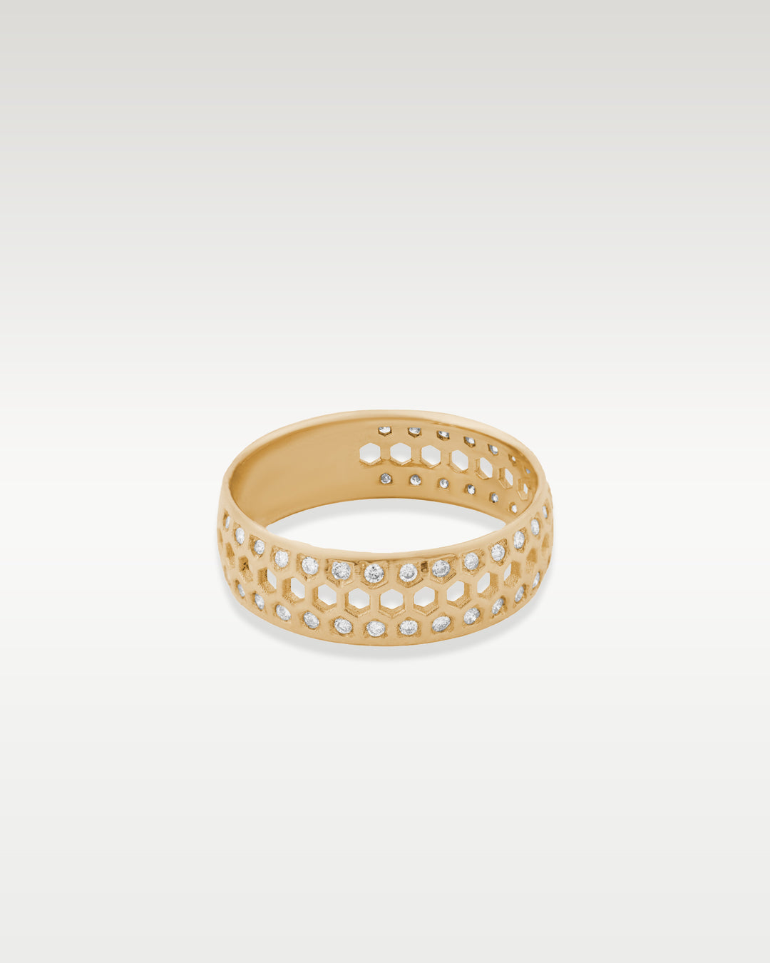 Gold Honeycomb Diamond Mens Band