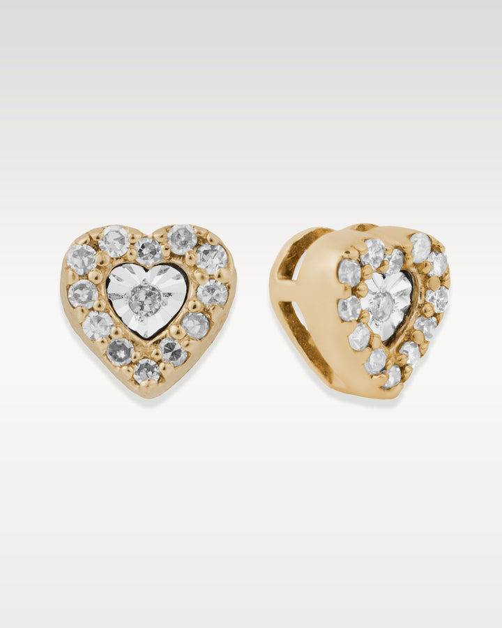 Lab Grown Diamond Heart Two Tone Stud Earrings | Bitton Diamonds Dallas