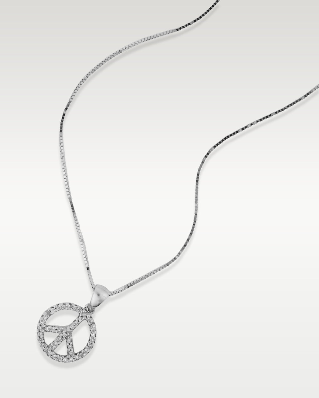 White Gold Diamond Peace Sign Pendant Necklace | Bitton Diamonds Dallas