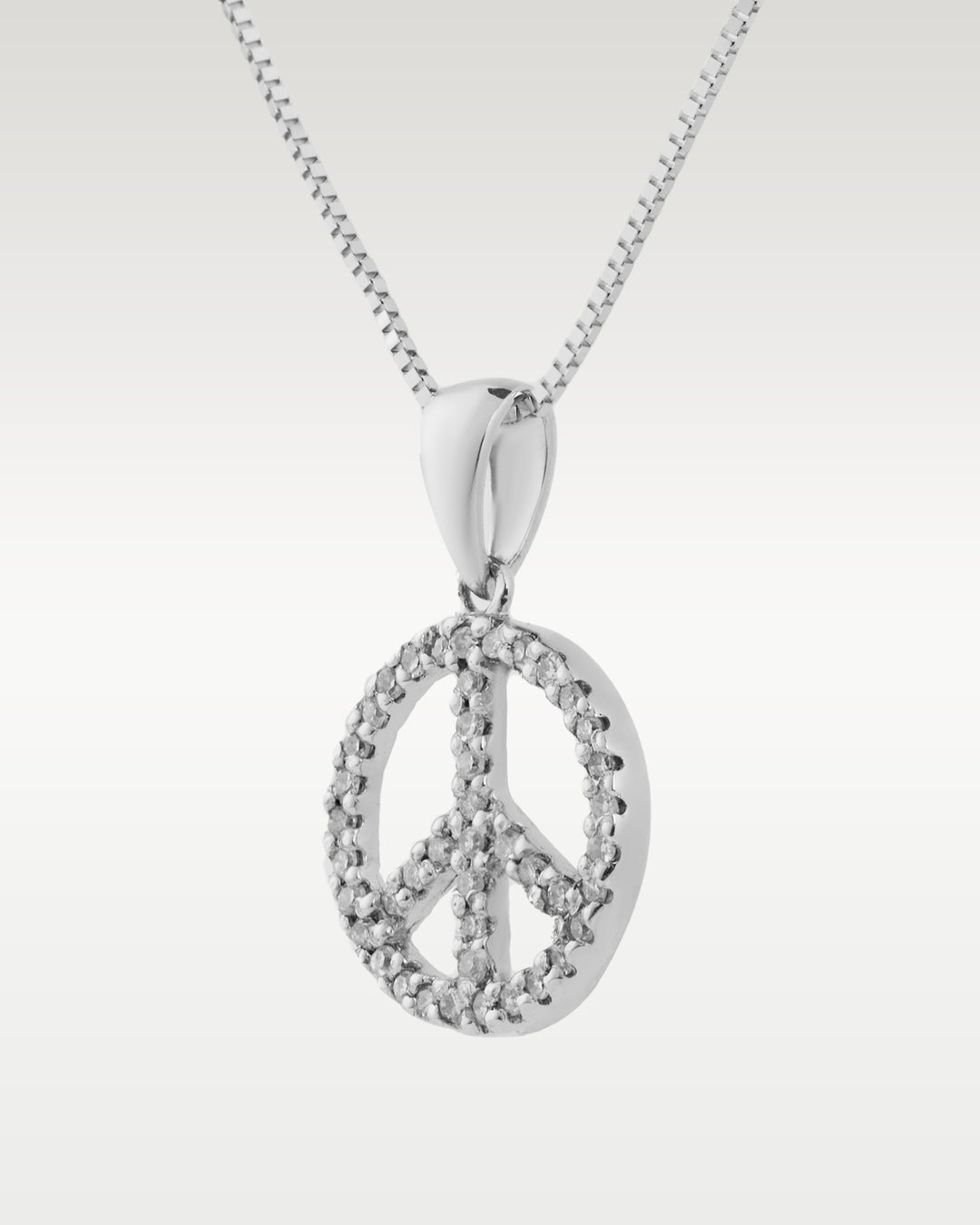 White Gold Diamond Peace Sign Pendant Necklace | Bitton Diamonds Dallas