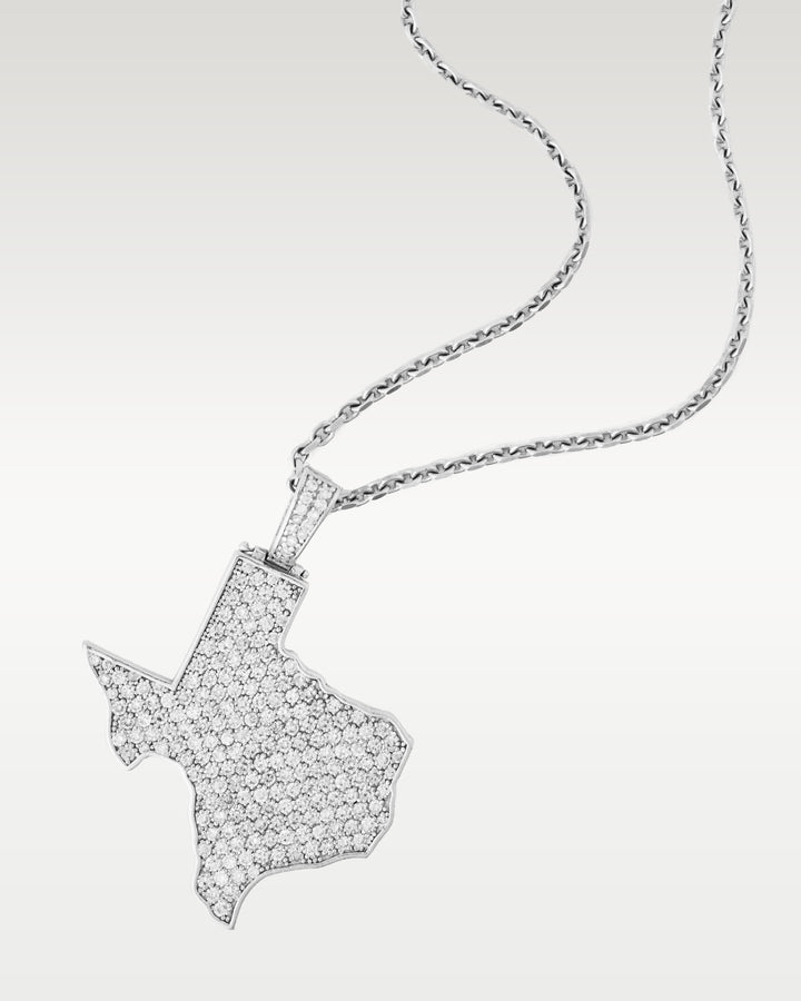 White Gold 3ct Diamond Texas Pendant Necklace | Bitton Diamonds Dallas