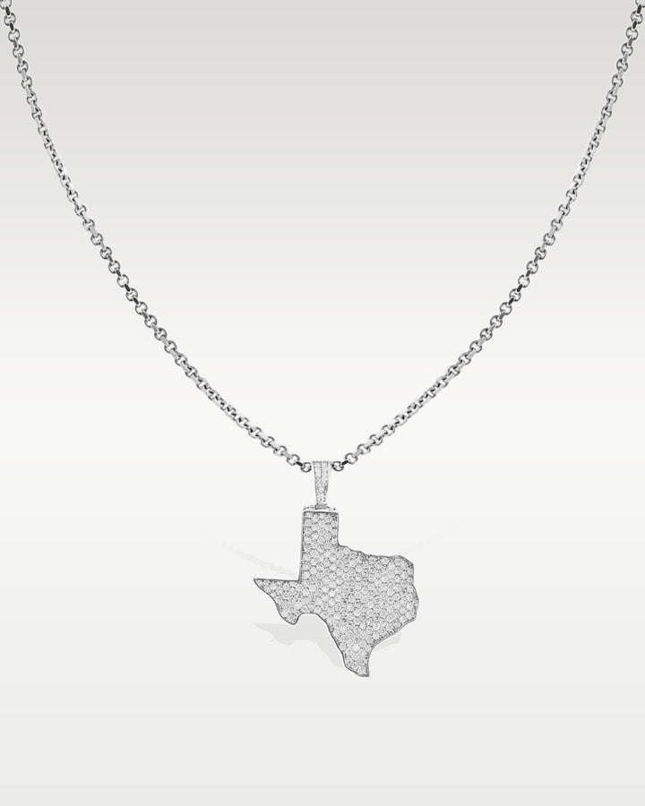 White Gold 3ct Diamond Texas Pendant Necklace | Bitton Diamonds Dallas