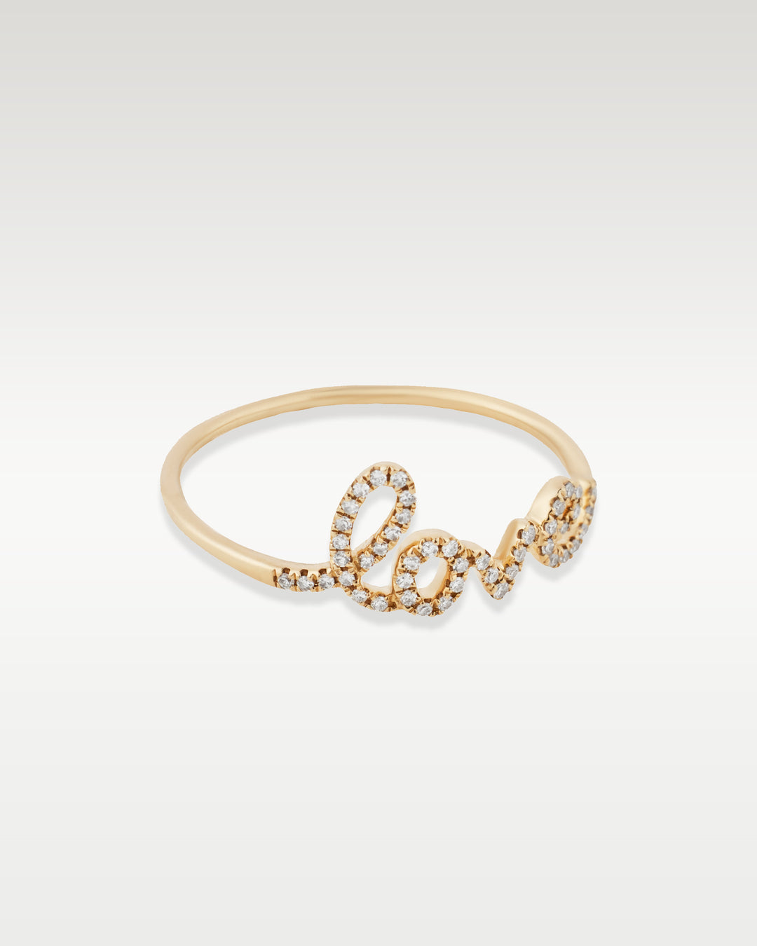 Yellow Gold Love Script Natrual Diamond Ring | Bitton Diamonds Dallas