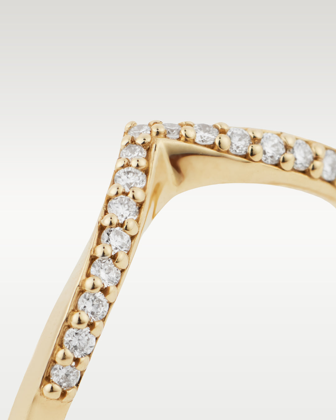 Yellow Gold V Curved Round Diamond Ring | Bitton Diamonds Dallas