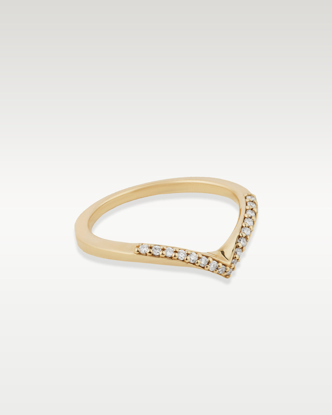 Yellow Gold V Curved Round Diamond Ring | Bitton Diamonds Dallas