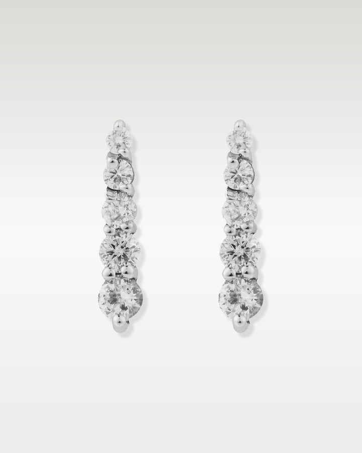 White Gold Graduated Diamond Drop Earrings | Bitton Diamonds Dallas