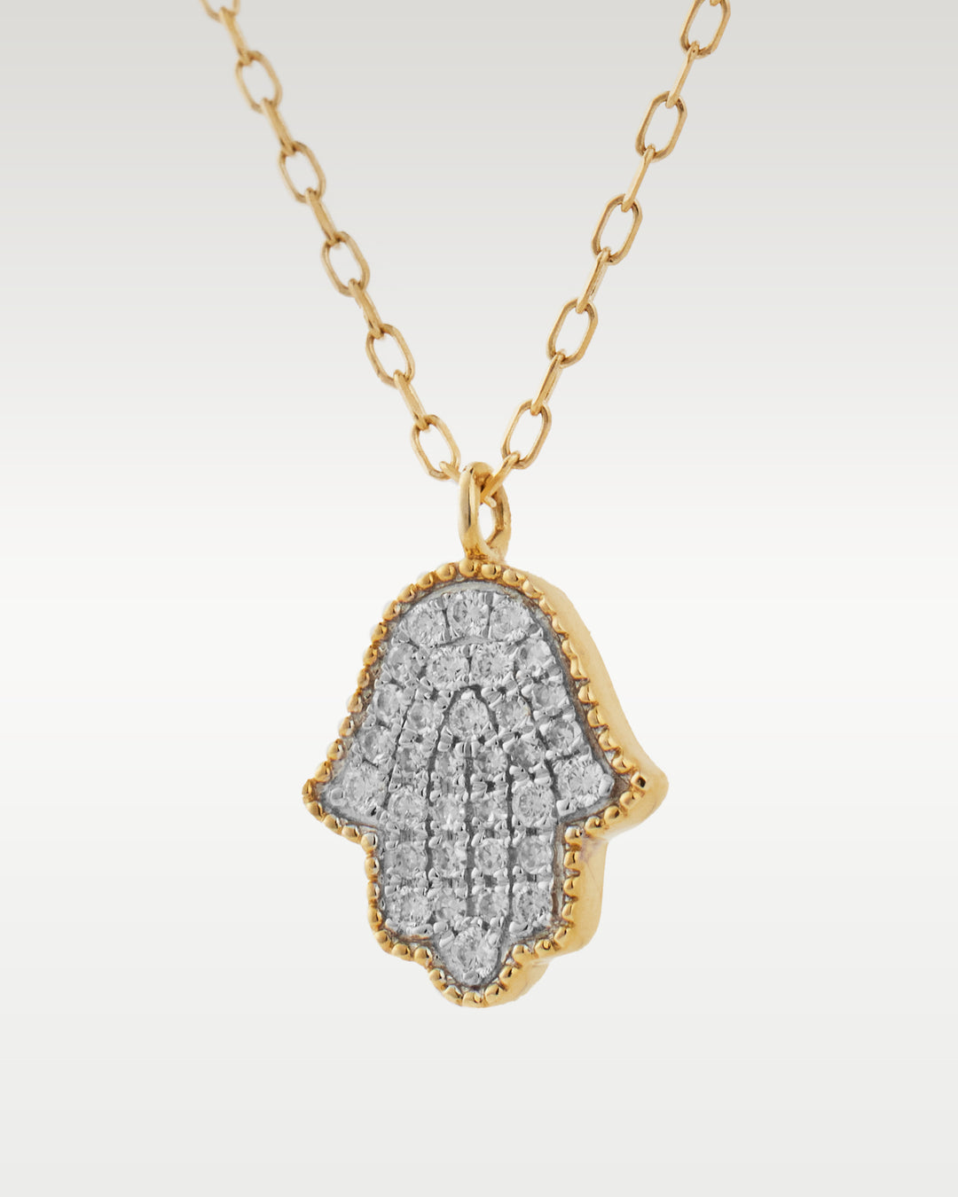 Yellow Gold Hamsa Hand of God Diamond Pendant Necklace | Bitton Diamonds Dallas