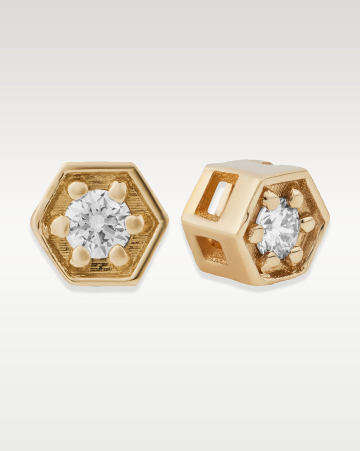 Yellow Gold Honeycomb Diamond Earrings | Bitton Diamonds Dallas