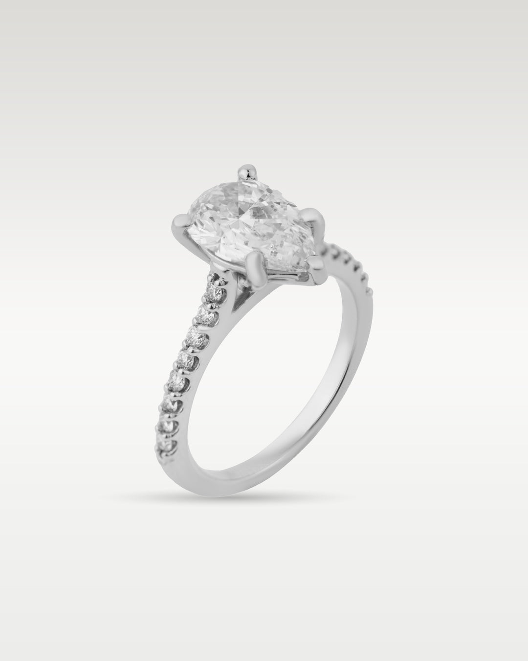 Gold Pear Shape Cathedral Diamond Engagement Ring | Bitton Diamonds Dallas