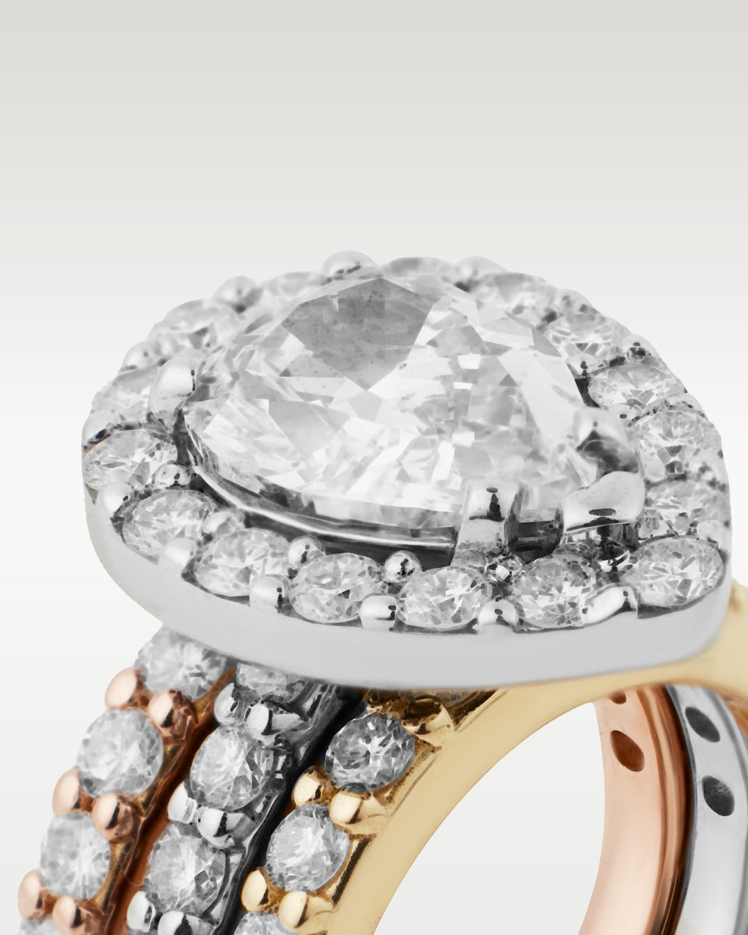 Platinum Pear Shaped Halo Diamond Engagement Ring | Bitton Diamonds Dallas