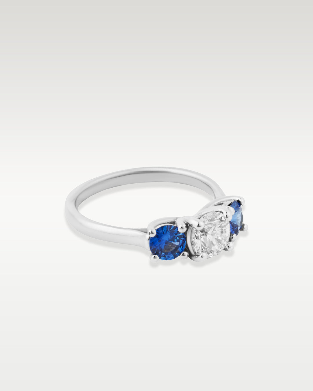 Gold Three Stone Sapphire Diamond Engagement Ring | Bitton Diamonds Dallas